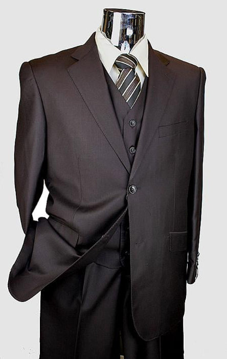 Men's Brown 3 Piece 2 Button Italian Designer Suit - Three Piece Suit