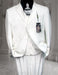 CLASSIC 3PC High Vested 3 BUTTON SOLID All White Suit For Men WITH Pleated PANTS EXTRA FINE mensusa