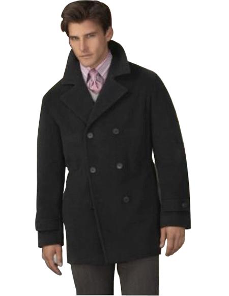 COAT08 Men's Dress Coat Wool Blend,Broad lapel High-buttoned collars black Men's Overcoat/Double Breasted Side Pocket mensusa