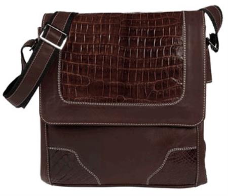 Men's Genuine Exotic Animal Skin Caimen Belly Shoulder Bag