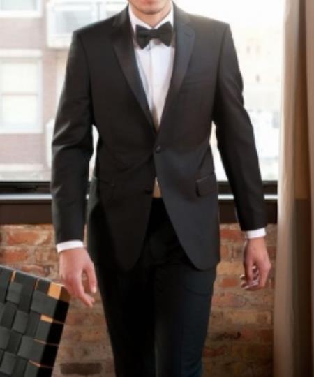 Calvin Klein Tuxedo Super 130's Luxury Wool Slim Fit Black