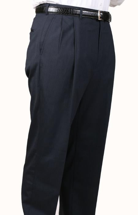 Char Blue Parker Pleated Pants Lined Trousers unhemmed unfinished bottom mensusa