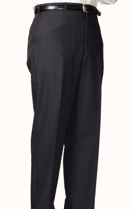 Charcoal Blue Bond Flat Front Trouser mensusa