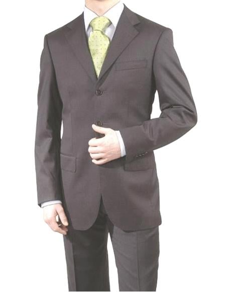 Charcoal Gray/Black -3 Button Super 150's Three Buttons Style suit - mensusa