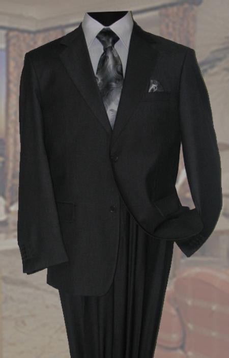 Charcoal Men's Wool Suit 2 Button 2pc Super 150's With Hand Pick Stitch Suit mensusa