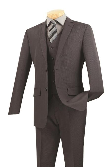 Men's Slim Fit Length Slim Fit Suit – Charcoal - Three Piece Suit