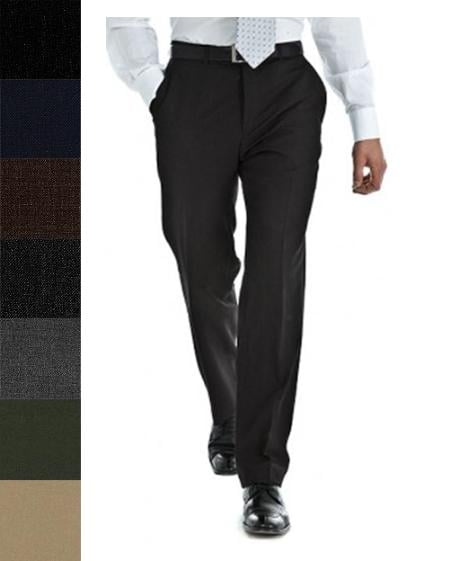 Charcoal premier quality italian fabric Flat Front Men's Wool Dress Pants Hand Made mensusa