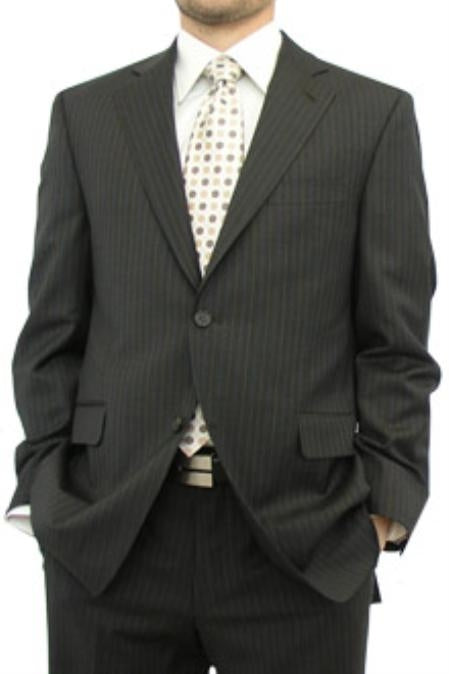 Chocolate Brown Pinstripe Modern Fit Suits 2 Button No Vents 100% Fine Affordable Cheap Priced Men's Dress Suit For Sale mensusa