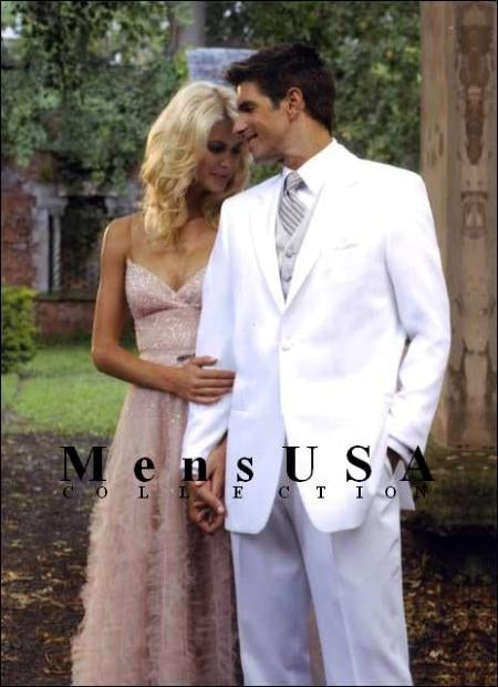 Classic 1 Button White Dress Fashion Tuxedo For Men mensusa