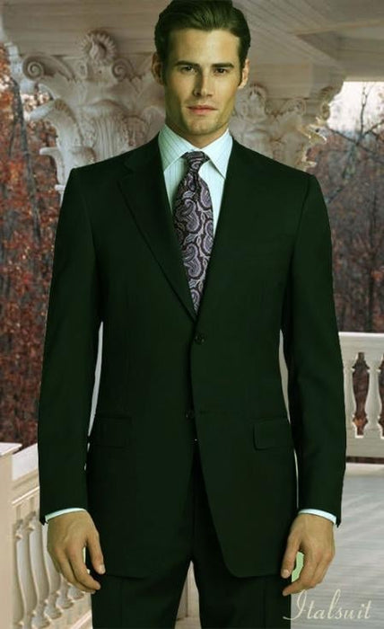 Classic 2 Piece 2 Button Hunter ~ Olive Green Suit 100% Wool With Hand Tailoring mensusa