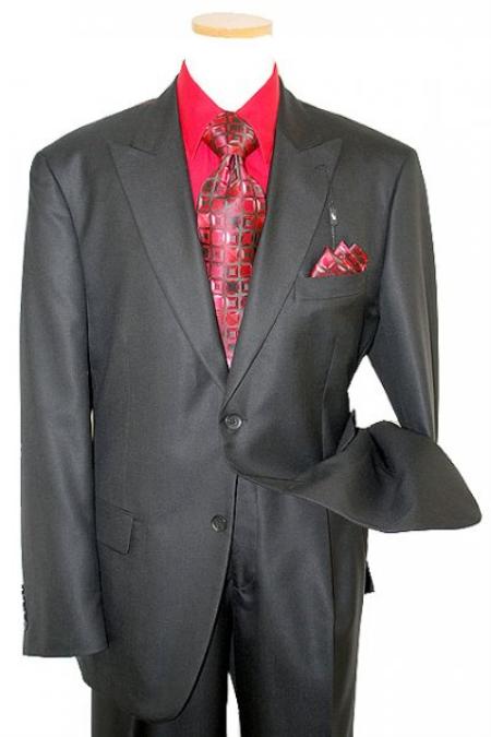 Classic Collection Solid Black Super 120's Merino Wool & Silk Suit mensusa