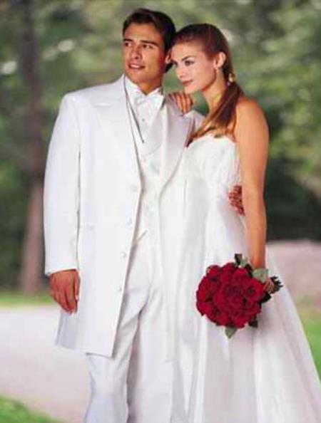 Classic Modern Longer 36 Inch White zoot Tuxedo For Men mensusa