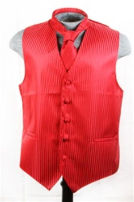 Five Button Red Dress Tuxedo For Wedding Vest ~ Waistcoat ~ Waist coat Tie Set Buy 10 of same color Tie For $25 Each - Men's Neck Ties - Mens Dress Tie - Trendy Mens Ties