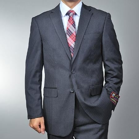 Conservative Textured Small Patterned Charcoal Grey 2-button Suit - Mens Business Suits mensusa