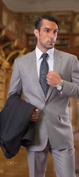 Cut Style Jacket & Pants CLASSIC SLIM FIT 2 PIECE 2 BUTTON Light GRAY Men's SUIT Pick Stitched 100% Super 150'S mensusa