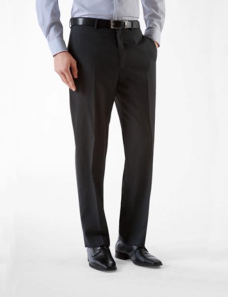 Fitted No Pleat Slacks Men's Black Slim Fit Dress tapered Men's dress Pants