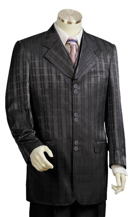 Men's 3 Piece Vested Black Zoot Suit