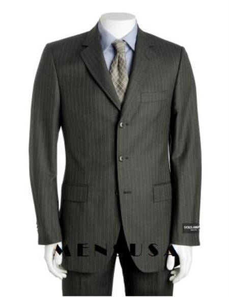 Dark Charcoal Gray Multi Pinstripe Available in 2 or 3 Buttons Style Regular Classic Cut Super 120's Pleated Pants - mensusa