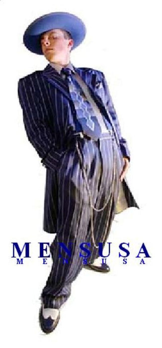 Dark Navy Blue & White Pinstripe Men's Zoot Suit mensusa