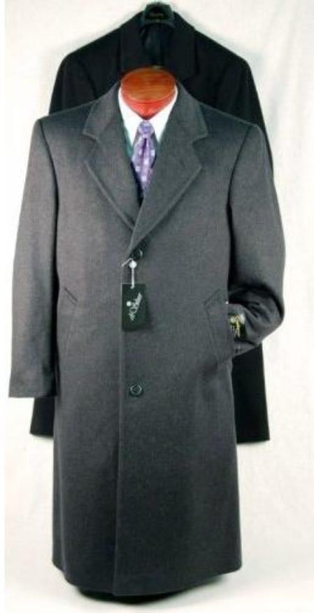 Darkest Charcoal Gray Men's Dress Coat Long Men's Dress Topcoat - Winter coat ~ Men's Overcoat Long 46 inches in length mensusa