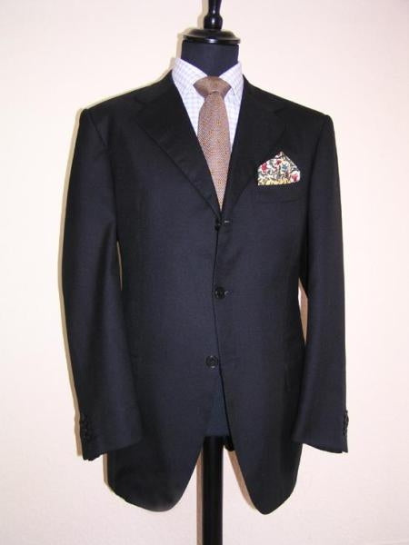 Darkest Dark Navy Blue Suit For Men 3 Buttons Super 120's - mensusa