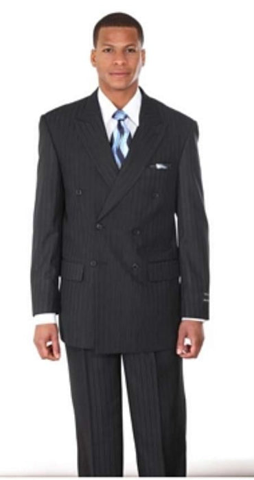 Double Breasted Suits Pintstripe Suit Dark Navy