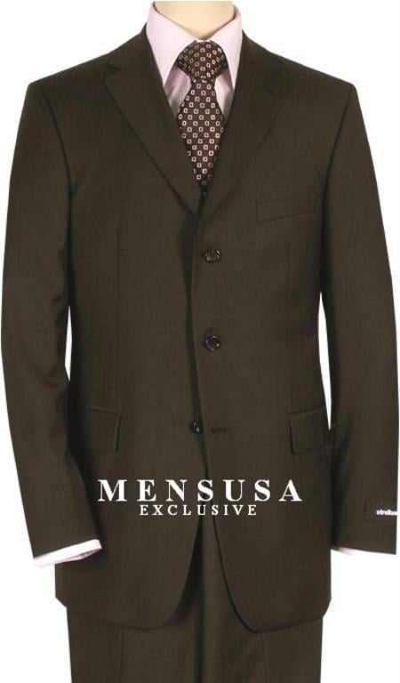 Double Vent Dark Brown Three ~ 3 Buttons Men's Dress Business Suits mensusa