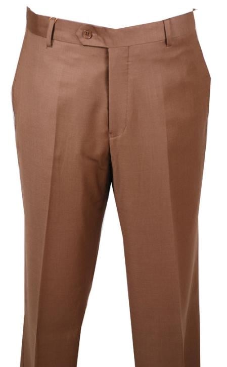 Dress Pants Chestnut without pleat flat front Pants mensusa