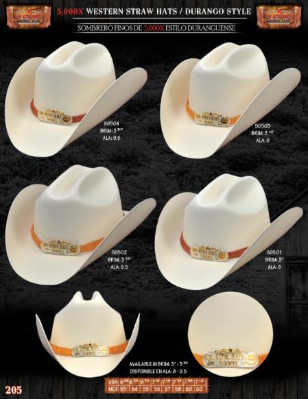 5,000x Tejana Durango Style Western Cowboy Straw Hat