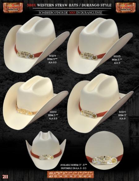 500x Tejana Durango Style Western Cowboy Straw Hats