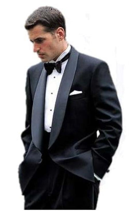 Elegant luxurious Plain back Black 1 Button shawl collar Tuxedo Side Vents No Pleated Pants mensusa