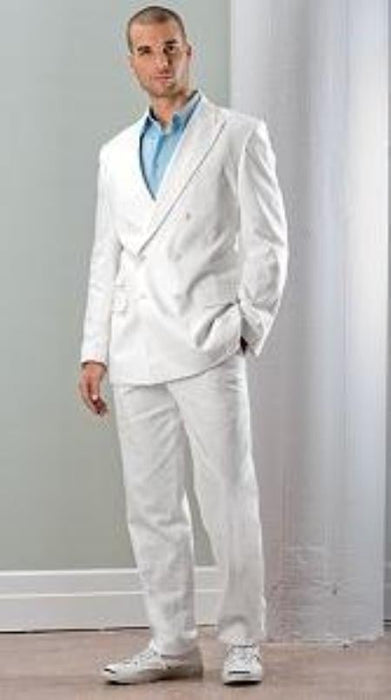 Exclusive Uniqe Stunning Pure Snow All White Suit For Men Double Breasted Men's Dress Suits For Men mensusa