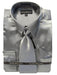 Fashion Cheap Priced Sale Men's New Silver Satin Dress Shirt Combinations Set Tie Combo Shirts Men's Dress Shirt mensusa