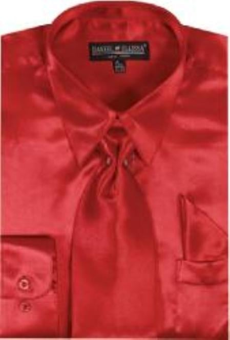 Fashion Cheap Priced Sale Red Shiny Silky Satin Men's Dress Cheap Priced Shirt Online Sale mensusa