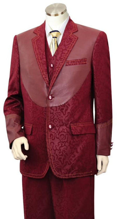 Men's Faux Leather Burgundy Suit Center piece Burgundy ~ Maroon Suit ~ Wine Zoot Suit