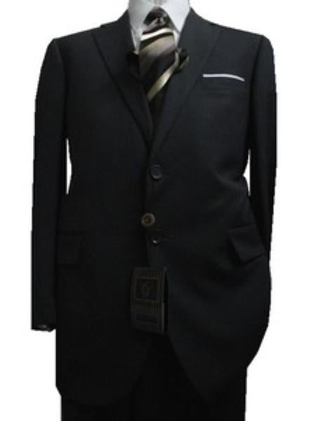 Fitted Discounted Sale Slim Cut 2 Button Charcoal with Thin Light Gray Pinstripes Men's Suit mensusa