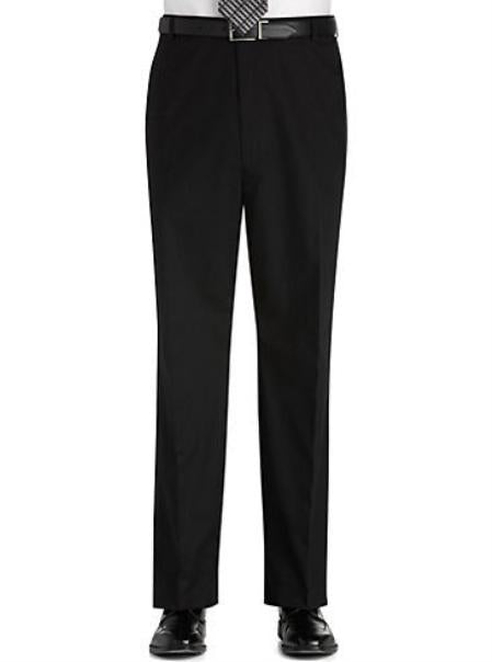 Flat Front Regular Rise Black Slacks mensusa