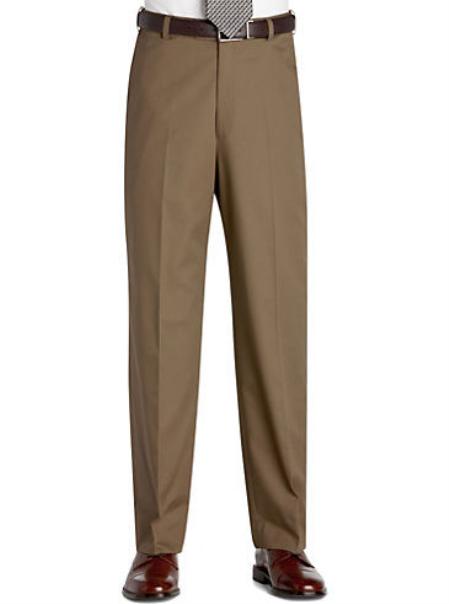 Flat Front Regular Rise Khaki Slacks mensusa