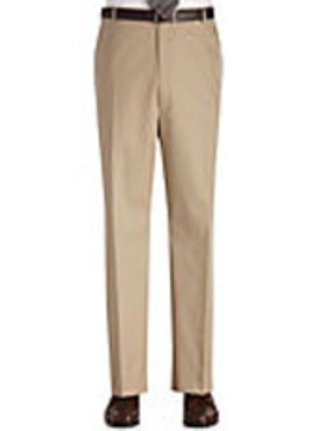 Flat Front Regular Rise Sand Slacks mensusa