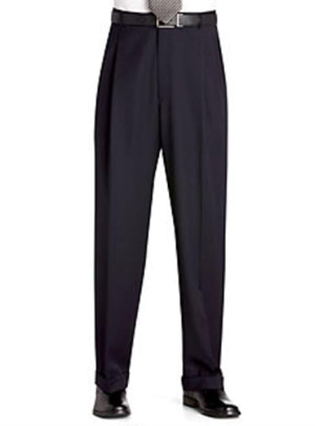 Flat Front Regular Rise Slacks Black mensusa