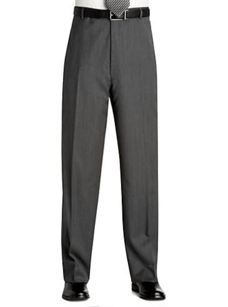 Flat Front Regular Rise Slacks Light Gray mensusa