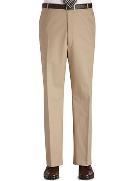 Flat Front Regular Rise Slacks Off-White mensusa