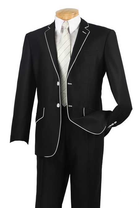 Tuxedo & Formal Men's Slim Fit Black White Trim Suits