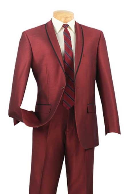 Men's Maroon Shawl Collar Tuxedo & Formal Slim Fit Suits