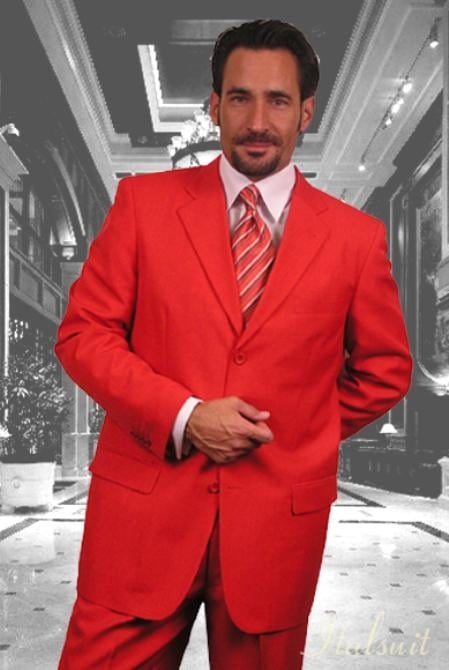 Gianni Mens Red Suit not poly-rayon Suit 3 Button Super 120'S Extra Fine 2PC mensusa