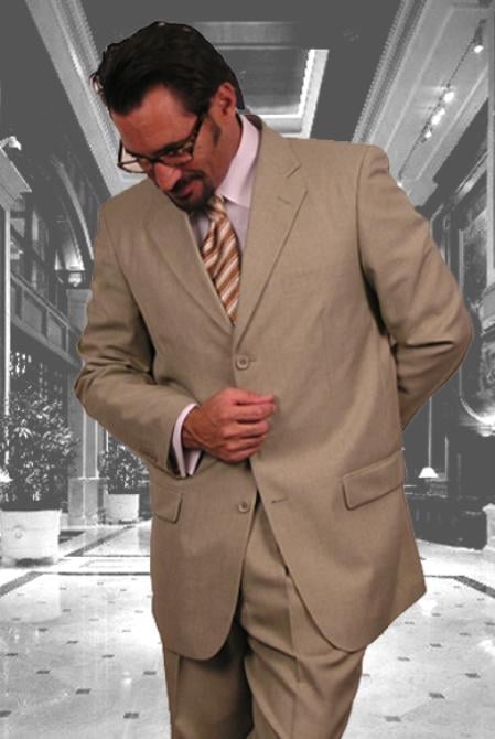 Gianni Sand Super 120's poly~rayon Khaki Cheap Priced Business Suits Clearance Sale Available in 2 or Three ~ 3 Buttons Style Regular Classic Cut mensusa