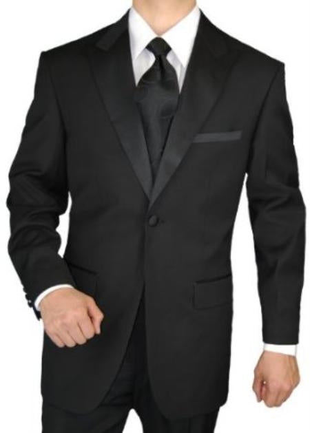 Giorgio Men's Tuxedo Suit 1 Button 2pc Peak Lapel Jacket with Flat Front Pants mensusa