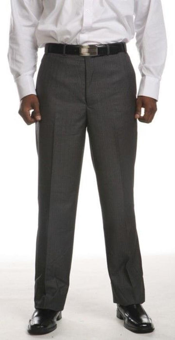 Men's Grey Flat-Front Dress Pants - Grey Tone & Tone