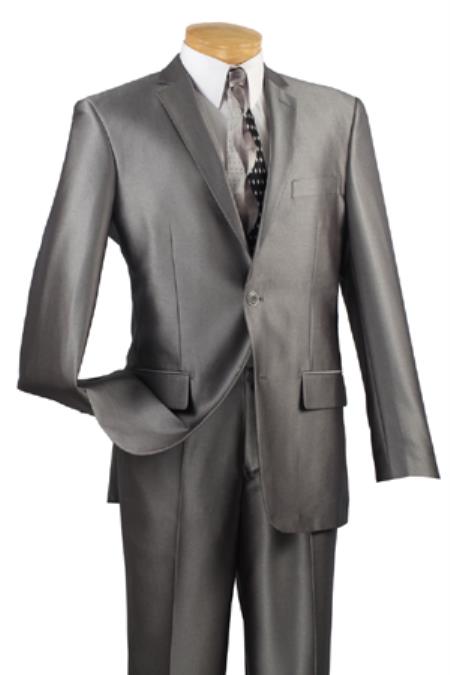 Men's 2 Buttons Slim Fit Suits Grey