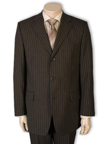 Groomsmen Suits Cheap Priced Men's Dress Suit For Sale Jet Brown Pinstripe Light Weight 3 or 4 Button Style On Sale - mensusa